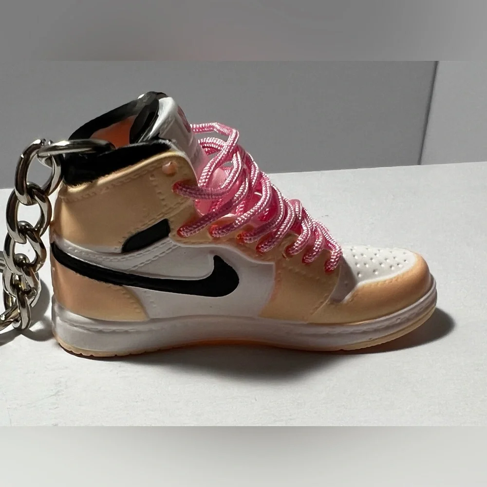 3D Mini Sneaker Keychain Pink Laces Black Swoosh‎ novelty trinkets